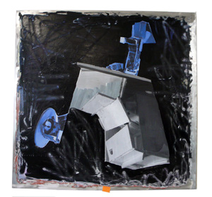 Anna Fasshauer Sozialsatelit Collage auf Aluminium 125 x 125 cm 2008